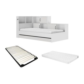 Base De Cama Armand 1 Cajón 221x120x104 Cm Color Negro, Blanco Vente-unique