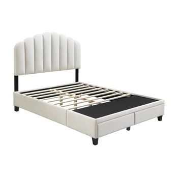 Base De Cama Ilisio 2 Cajones 165x202x148 Cm Color Marfil Vente-unique