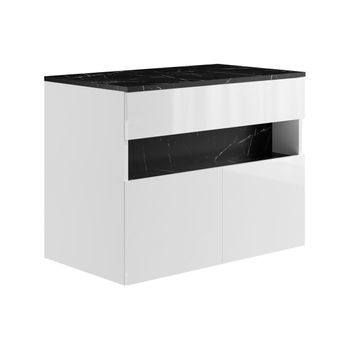 Mueble De Lavabo Pogeza  80x46x60 Cm Color Negro, Blanco Vente-unique