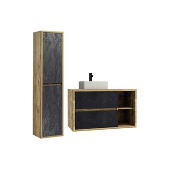 Mueble De Baño Simple Tikitiki 2 Cajones 100x45.5x60 Cm Color Color Natural Claro Vente-unique