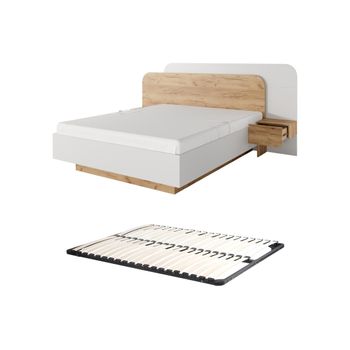 Cama Clásica Desado 2 Cajones 245.2x208.8x115.6 Cm Color Color Natural Claro, Blanco Vente-unique