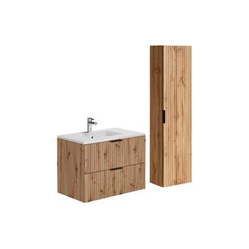 Mueble De Baño Simple Zevara 2 Cajones 80x46x57 Cm Color Color Natural Claro Vente-unique