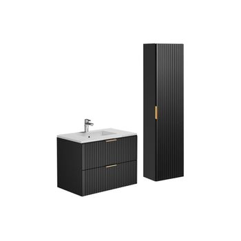 Mueble De Baño Simple Zevara 2 Cajones 80x46x57 Cm Color Negro Vente-unique