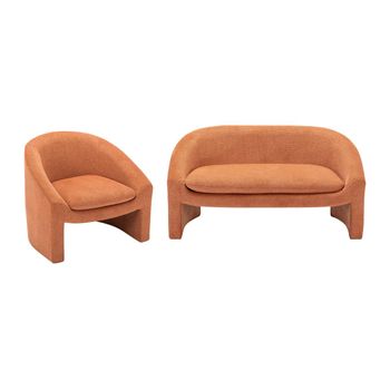 Conjunto Sofá Y Sillón Fijo Ossana  137x74x74 Cm Color Terracota Vente-unique