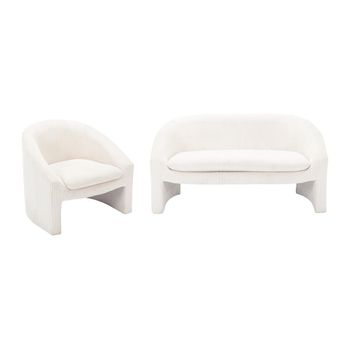 Conjunto Sofá Y Sillón Fijo Ossana  137x74x74 Cm Color Crema Vente-unique