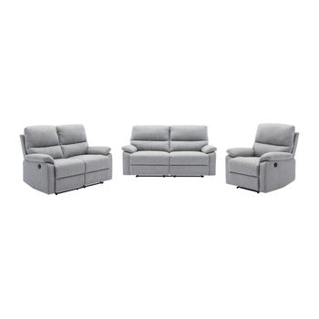 Conjunto Sofá Y Sillón Relax Lunano  194x89x102 Cm Color Gris Claro Vente-unique