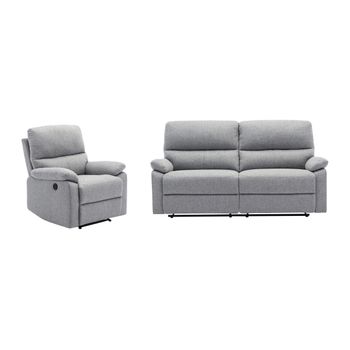 Conjunto Sofá Y Sillón Relax Lunano  194x89x102 Cm Color Gris Claro Vente-unique