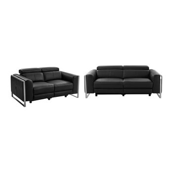 Conjunto Sofá Relax Davoli  212x106x76 Cm Color Negro Vente-unique