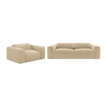 Conjunto Sofá Y Sillón Fijo Pogni  205x97x73 Cm Color Beige Vente-unique