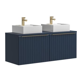 Mueble De Baño Con Doble Lavabo  4 Cajones 120x45.5x46 Cm Color Azul Vente-unique