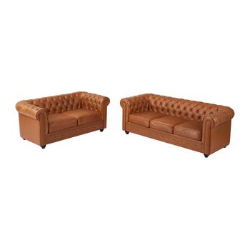 Conjunto Sofá Chesterfield  205x88x72 Cm Color Camel Vente-unique