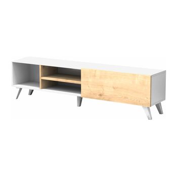 Mueble Bajo De Tv Tayra  160x35x47 Cm Color Color Natural Claro, Blanco Vente-unique