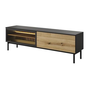 Mueble Bajo De Tv Labenia  179.9x39.4x54.8 Cm Color Negro, Color Natural Claro Vente-unique