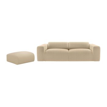 Conjunto Sofá Y Sillón Fijo Pogni  205x97x73 Cm Color Beige Vente-unique