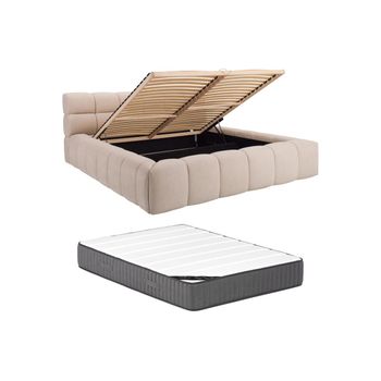 Cama Con Canapé Abatible Forvik  224x255x95 Cm Color Beige Vente-unique