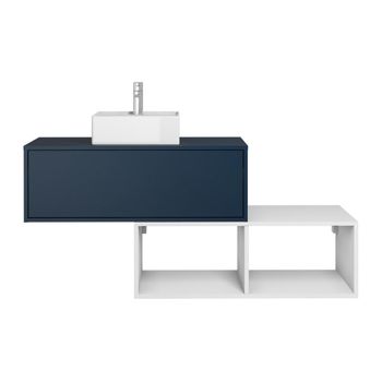 Mueble De Baño Simple Teana 1 Cajón 94x47x32 Cm Color Azul Oscuro, Blanco Vente-unique