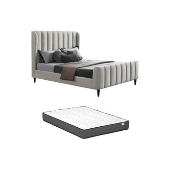 Base De Cama Casagoti  153.5x212x138.5 Cm Color Gris Claro Vente-unique