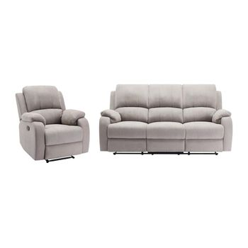 Conjunto Sofá Y Sillón Relax Brody  202x98x99 Cm Color Gris Claro Vente-unique