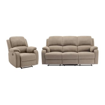 Conjunto Sofá Y Sillón Relax Brody  202x98x99 Cm Color Topo Vente-unique