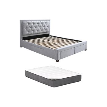 Base De Cama Leopold 4 Cajones 206.5x145x122.2 Cm Color Gris Claro Vente-unique