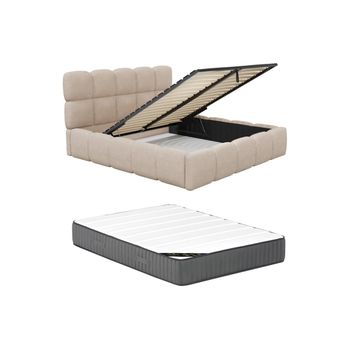 Cama Con Canapé Abatible Damado  230x224x95 Cm Color Beige Vente-unique