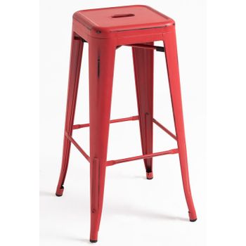 Kaufé 76cm Taburete Industrial Vintage De Acero Rojo