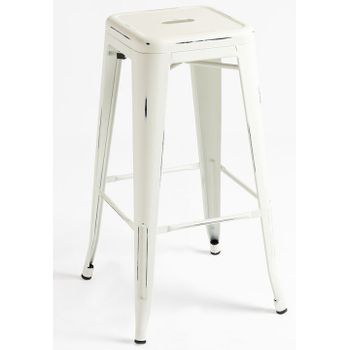 Kaufé 76cm Taburete Industrial Vintage De Acero Blanco