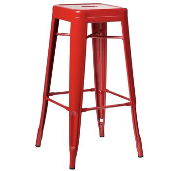 Taburete Industrial Kontoir 65 Cm De Acero Rojo Brillante