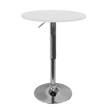 Mesa De Bar Redonda De Acero Lacado Blanco Y Cromado D60xh68/76 Cm Kofy