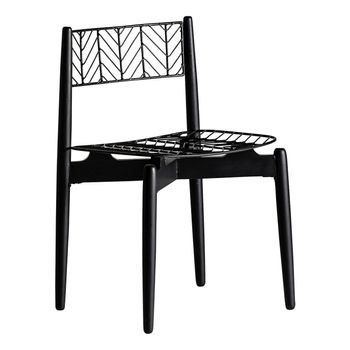 Silla De Caoba Maciza Negra Con Asiento De Metal Lial