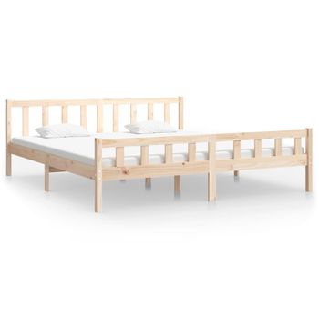 Estructura De Cama De Madera Maciza 160x200 Cm Marrón