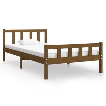 Estructura De Cama Madera Maciza Marrón Miel 100x200 Cm