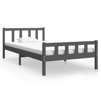 Estructura De Cama Madera Maciza Gris 100x200 Cm