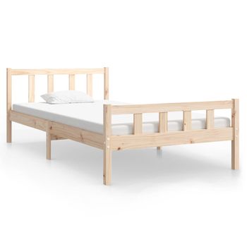 Estructura De Cama Madera Maciza 100x200 Cm Marrón