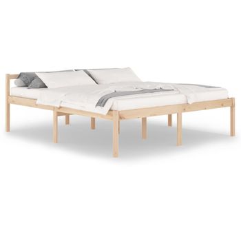 Cama Para Personas Mayores Madera Maciza De Pino 180x200 Cm Marrón