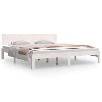 Estructura De Cama Super King Madera Maciza Blanco 180x200 Cm