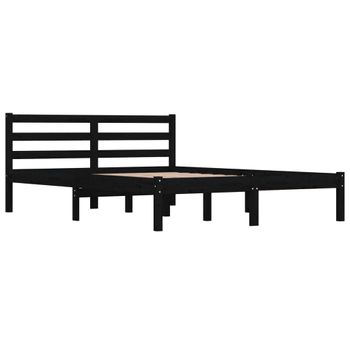 Estructura De Cama Madera Maciza De Pino Negro 135x190 Cm