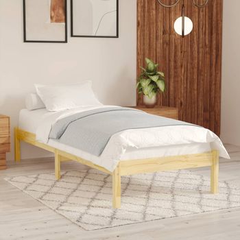 Estructura De Cama Individual Madera Maciza 90x190 Cm