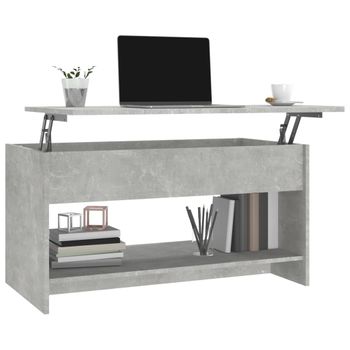 Mesa De Centro Madera Contrachapada Gris Hormigón 102x50x52,5cm