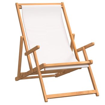 Silla De Playa Plegable De Madera Maciza De Teca Crema