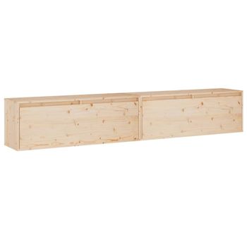 Armario De Pared 2 Uds Madera Maciza De Pino 100x30x35 Cm Marrón