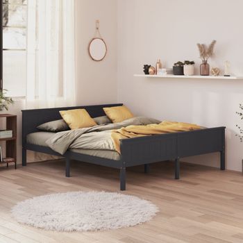 Estructura De Cama Madera Maciza De Pino Gris 180x200 Cm