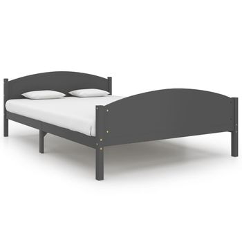 Estructura De Cama Madera Maciza De Pino Gris Oscuro 160x200 Cm