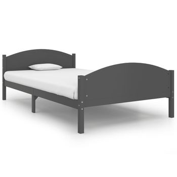 Estructura De Cama Madera Maciza De Pino Gris Oscuro 120x200 Cm