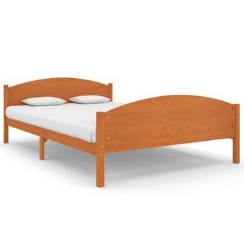 Estructura De Cama Madera Maciza Pino Marrón Miel 140x200 Cm