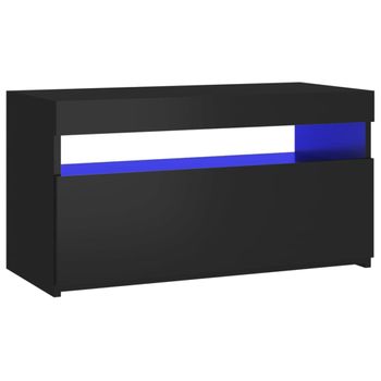 Mueble De Tv Con Luces Led Negro 75x35x40 Cm