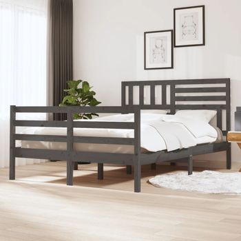 Estructura De Cama De Madera Maciza Blanca 140x190 Cm