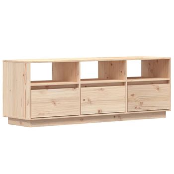 Mueble De Tv De Madera Maciza De Pino 140x37x50 Cm Marrón