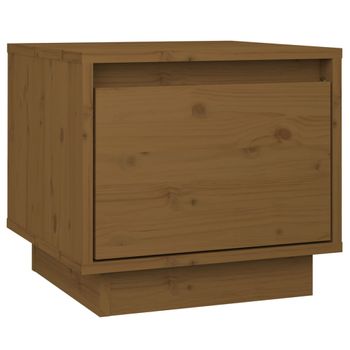 Mesita De Noche Madera Maciza De Pino Marrón Miel 35x34x32 Cm