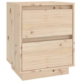 Mesita De Noche Madera Maciza De Pino 40x35x50 Cm Marrón